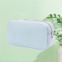 breaise Makeup Bag Travel Cosmetic Bag for Women Soft Toiletry Bag Aesthetic Makeup Organizer Portable Large Zipper Pouch for Skincare Beauty Accessories Brushes Stripe