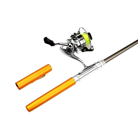 BAETEUY 2Pcs/Set Winter Outdoor Mini Pen Fishing Rod Portable Rotating Spinning Wheel