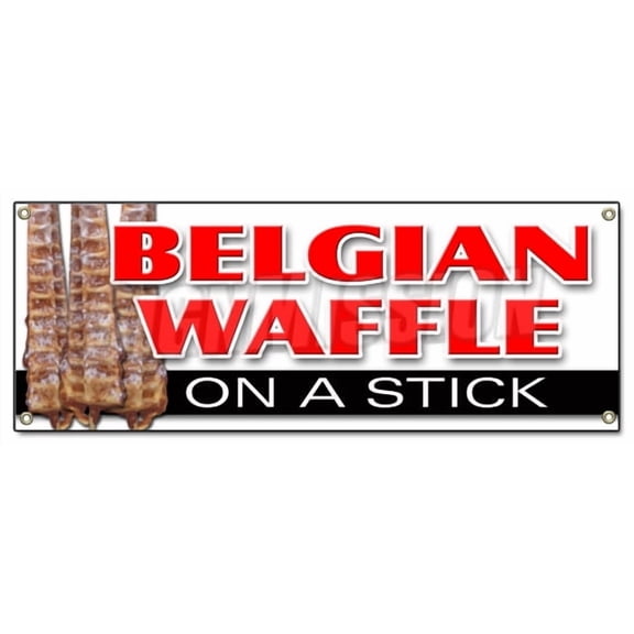 SignMission B-Belgian Waffle On A Stick 18 x 48 in. Belgian Waffle On A Stick Banner Sign