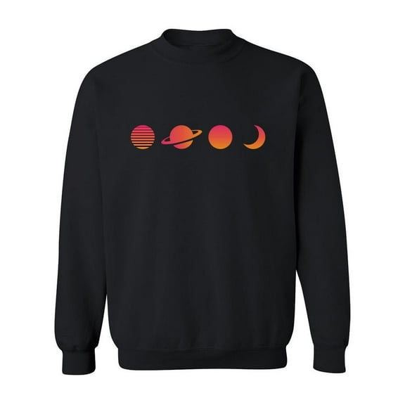 Retro Vaporwave Planets Sweatshirt Men -Image by Shutterstock, Male 4X-Large