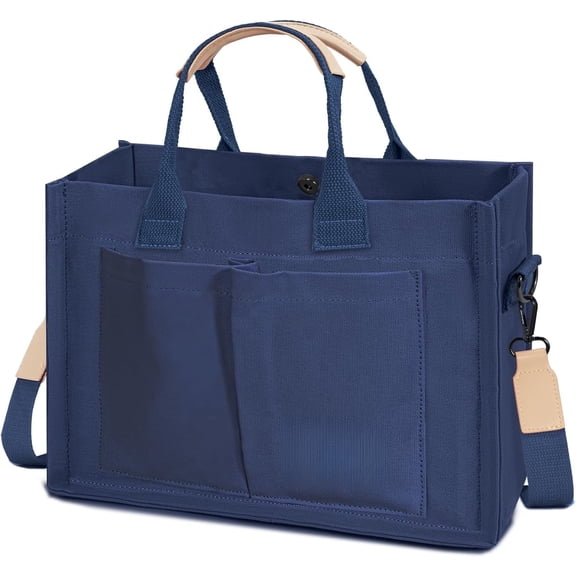 mirlewaiy Tote Bags for Women Canvas Tote Purse Crossbody with Pockets Top Handle Shoulder Satchel Bag for Women-Deep Blue