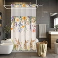 thumbnail image 5 of Spring Easter No Hooks Shower Curtain with Snap-in Liner Bunny Cute Rabbits Wildflower Retro Garden Shower Curtains for Bathroom, Waterproof, Easy Install, Washable 54"x78", 5 of 9