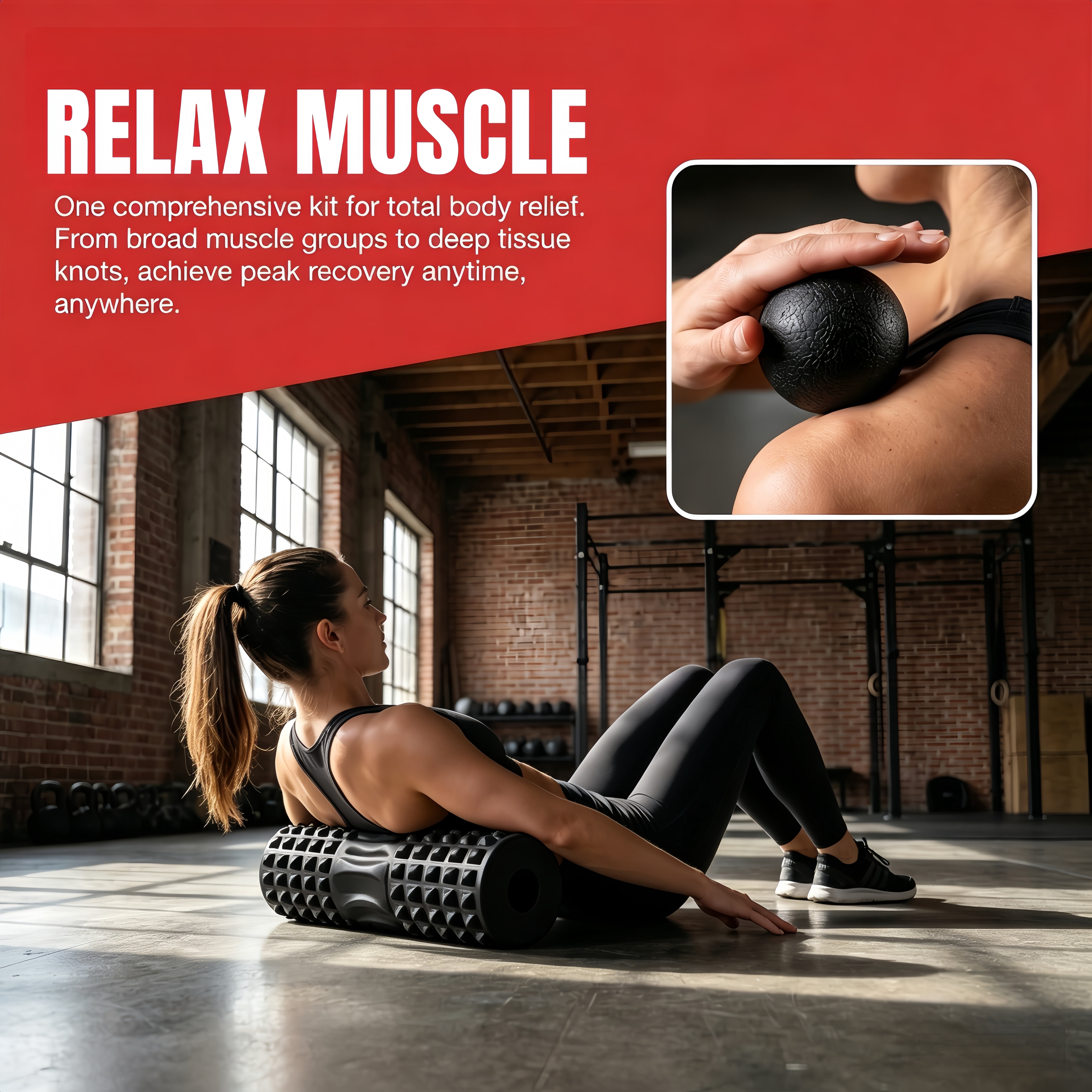 DEKEones 5 in 1 Foam Roller Set, Deep Tissue Muscle Massage Roller Kit with Massage Stick, Massage Ball, Resistance Band & Carry Bag for Sore Muscle Relief, Myofascial Release, Trigger Point Therapy