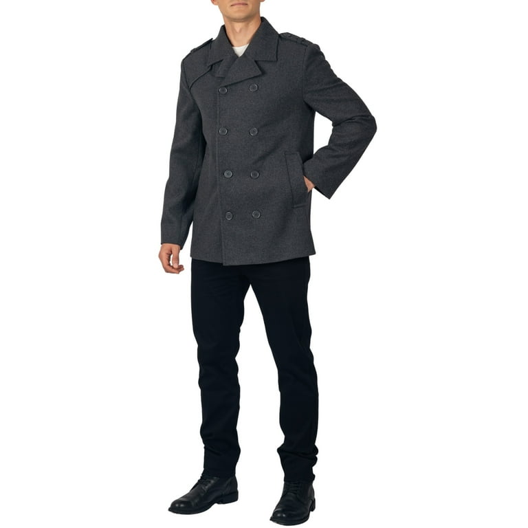 Alpine Swiss Jake Mens Big Long Winter Pea Coat, Wool Blend Double