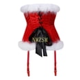 thumbnail image 4 of Disfraces navideños sexys para mujer, corsé de Papá Noel, top sobre el pecho, corpiño de terciopelo rojo, moldeador de cuerpo, lencería, ropa de showgirl, tallas S a 2XL, 4 of 5