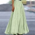 thumbnail image 2 of WTOBBY Women's Casual Pleated Solid Color Maxi Skirt A-Line Floor Length Skirt High Waist Flowy Swishy Long Skirt with Elastic Waist for Bohemian Style,Light Green M, 2 of 5