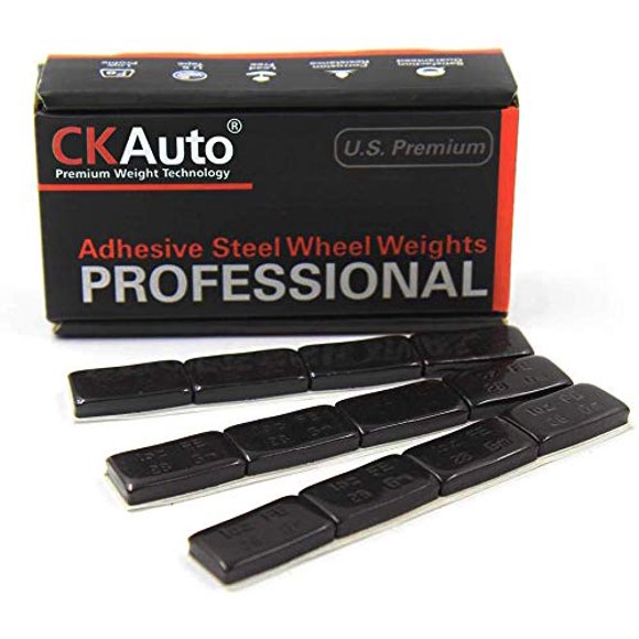 Pesas para ruedas CKAuto Adhesive, 72 x 1 oz, color negro (72 unidades) con cinta adhesiva