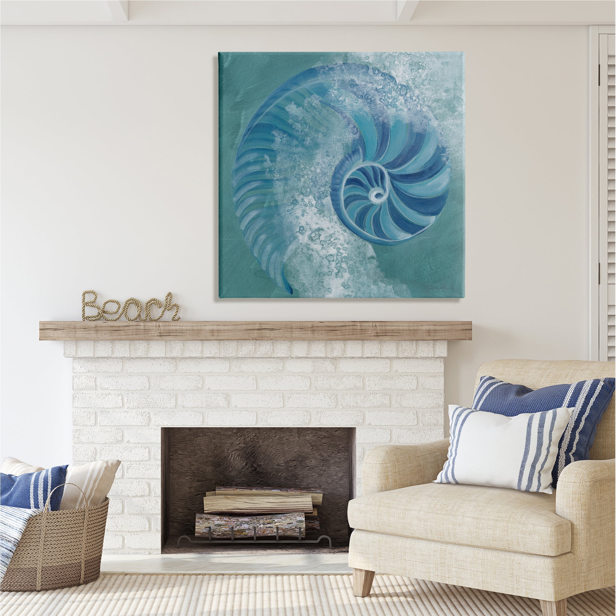 Stupell Industries Nautilus Shell Water Bubbles Animals & Insects Painting Gallery Wrapped Canvas Print Wall Art, 36 x 36