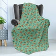 thumbnail image 4 of Woodland Soft Flannel Fleece Blanket, Fox and Hen on Bicycle Hot Air Balloon with Dots and Heart Motifs Forest Animals, Cozy Plush for Indoor and Outdoor Use, 70" x 90", Multicolor, by Ambesonne, 4 of 5