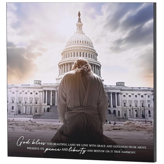 Dicksons God Bless This Beautiful Land, Multicolor 15 x 15 Inch MDF Wood Wall Art Plaque