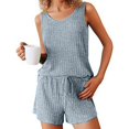 thumbnail image 2 of Agkizg Fall Women's Tank Pajama Sets,Cotton Pajamas for Women Set,Sleeveless Tank Sleep Tops and Sleepwear Shorts 2 Piece Loungewear Set Soft Comfy Nightwear, 2 of 4