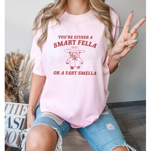 Are You A Smart Fella Or Fart Smella? Retro Cartoon T Shirt, Weird T Shirt, Meme T Shirt, Trash Panda T Shirt, Unisex