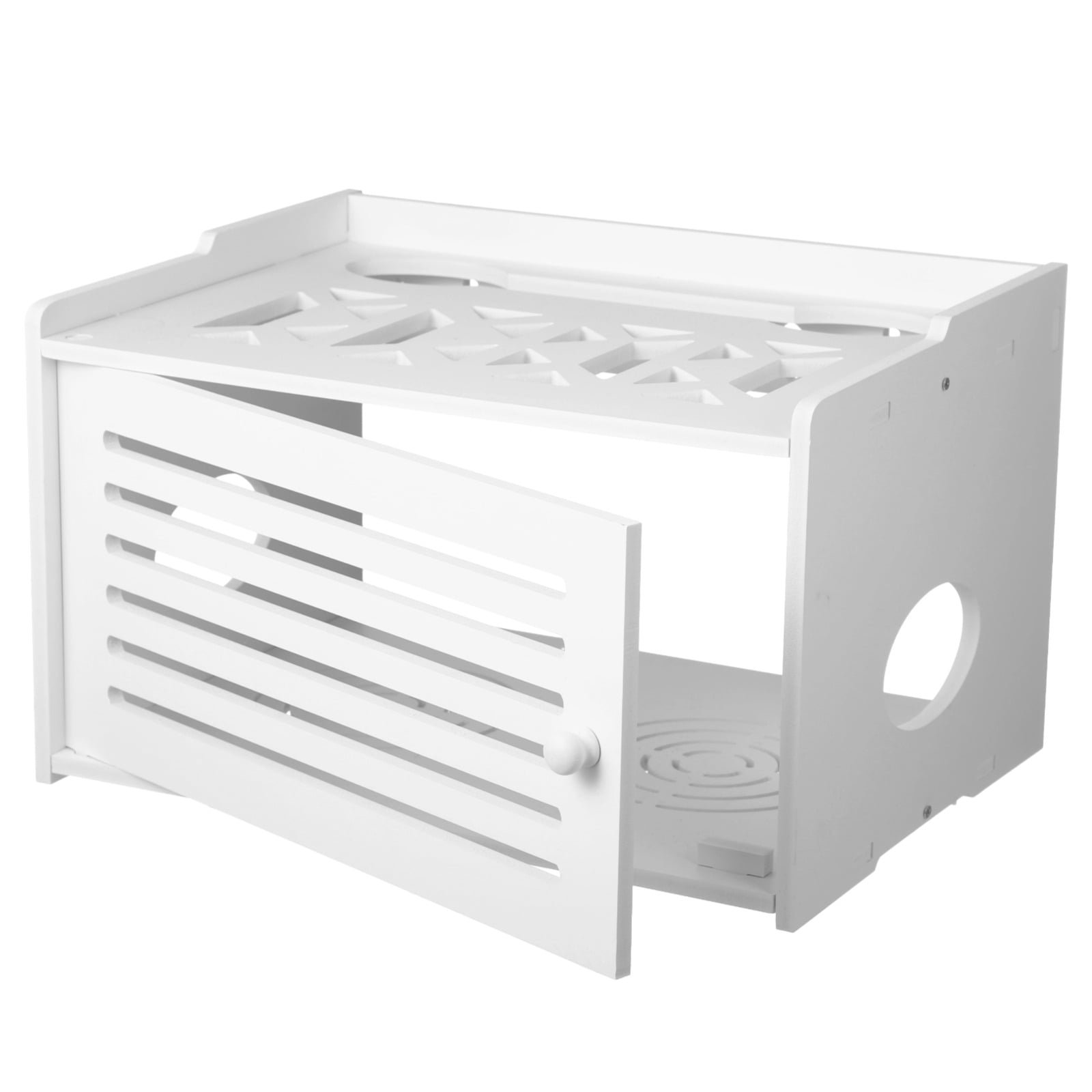 Router Shelf Storage, WiFi Router Storage Box, Router Hider and Cable Organizer, Large PVC Router Management Rack for Modem, Power Strips, 14.6×10.6×9.1"