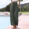 thumbnail image 2 of Zylarhe Women's Pants Women's High Waisted Wide Leg Casual Pants Elastic Drawstring Comfortable Straight Fit Trousers with Pockets for Everyday Wear, 2 of 5