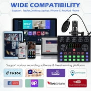 Podcast Condenser Microphone Equipment Bundle with V8S Live Sound Card And Voice Changer, Recording Studio Package for Live Streaming,Singing,Gaming,YouTube,TikTok