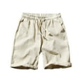 thumbnail image 2 of Fanxing Mens Cotton Linen Shorts Big and Tall Drawstring ShortsTrendy Solid Color Athletic Shorts with Pocket Khaki,XXXXXL, 2 of 5