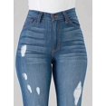 thumbnail image 3 of Women’s High Waisted Distressed Flare Jeans Stretchy Denim Trendy Ripped Details for Curvy Fit, 3 of 6