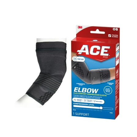 ACE Brand Flex Comfort Compression Elbow Sleeve, One Size, 1 Support