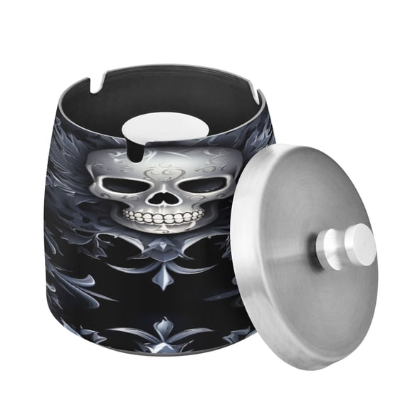 ALAZA Cigar Ashtray with Lid Skull Skeleton Ash Tray for Cigarettes Smokeless Ashtrays
