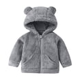 thumbnail image 3 of JUMEYU Baby Fleece Jackets Baby Girls Fuzzy Plush Hooded Jacket Sherpa Zip-Up Front Toddler Coat 12 18 Months (Grey,12-18 Months), 3 of 5