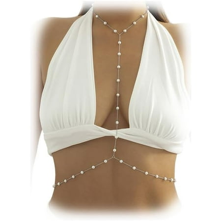 XiaoBanDeng Sexy Summer Beach Pearl Body Chain Jewelry - Trendy Waist Bra Chain Necklace for Women