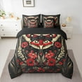 thumbnail image 3 of Manfei Teens Bohemian Moth Bedding Comforter Set 7pcs, Tribal Butterfly Animal King Bedding Sets, Hippie Red Flower Reversible Bed Sheets, Luxury Bedroom Decor, 3 of 8