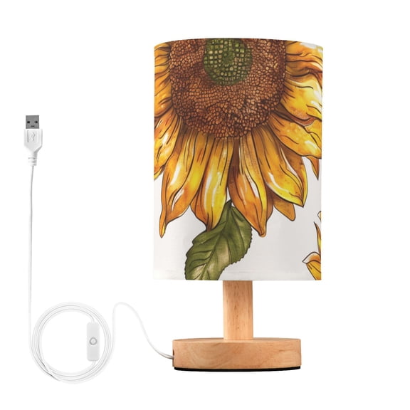 Beautiful Sunflowers and Leaves Table Lamp with USB Port LED Warm Light Lamp Night Light Home Decor