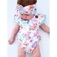 thumbnail image 6 of Dewadbow Newborn Toddler Baby Girls Tops Romper Bodysuit Headband Outfits, 6 of 6
