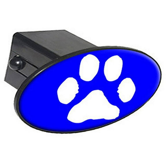 Paw Print White On Blue 2" Oval Tow Trailer Hitch Cover Plug Insert