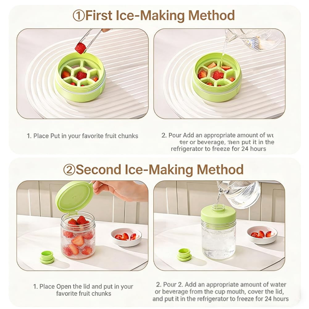 Multifunctional Transparent Water Bottle Ice Maker - Multifunctional Transparent Ice Ball Maker Kettle with Handle - Portable Silicone Ice Cube Cup for Freezer, Gym, Travel & Home Use