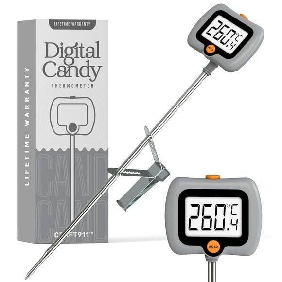 Termómetro digital Candy Craft911 con clip para ollas y pantalla LCD, color gris