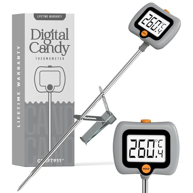 Termómetro digital Candy Craft911 con clip para ollas y pantalla LCD, color gris