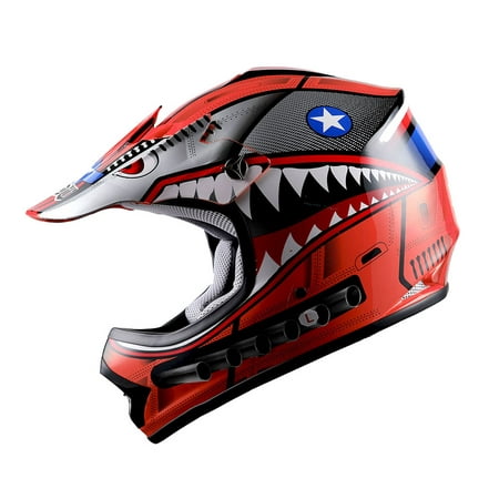 WOW Youth Kids Motocross Helmet BMX MX ATV Dirt Bike HBOY-K Shark Red