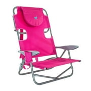 Ostrich On-Your-Back Outdoor Lounge 5 Position Reclining Beach Lake Chair, Pink