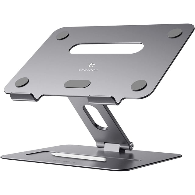 Soporte laptop, brocoon Soporte ajustable escritorio, Soporte aluminio ventilado, compatible MacBook Air, HP y más, 10-17 pulgadas