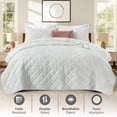 thumbnail image 4 of IR Imperial Rooms 3-Piece Velvet Quilt Set, Floral Embossed Reversible Bedspread, King, White (Pack of 2), 4 of 9
