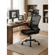 thumbnail image 4 of Silla de Oficina de Malla, Silla Ergonómica Giratoria con Soporte Lumbar, Reposacabezas, Apoyabrazos Abatibles, Negro, 4 of 6