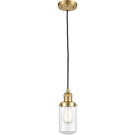 

Satin Gold Tone Mini Pendants 5 Wide Clear Glass Steel/Cast Brass/Glass Medium Base LED 1 Light Fixture