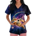 thumbnail image 4 of Garbnen Christmas Scrub Tops Women V Neck Short Sleeve Women Tops Winter Fall Xmas Print Nurse Uniforms with Pockets S-5xl, 4 of 4