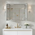 thumbnail image 2 of WELLFOR 30" x 30" Bi-View Medicine Cabinet with Mirror, Surface Mount or Recessed Mirror Medicine Cabinet for Bathroom, Anodized Chrome Aluminum Frame, Bathroom Mirror Cabinet with Storage, Two Door, 2 of 9