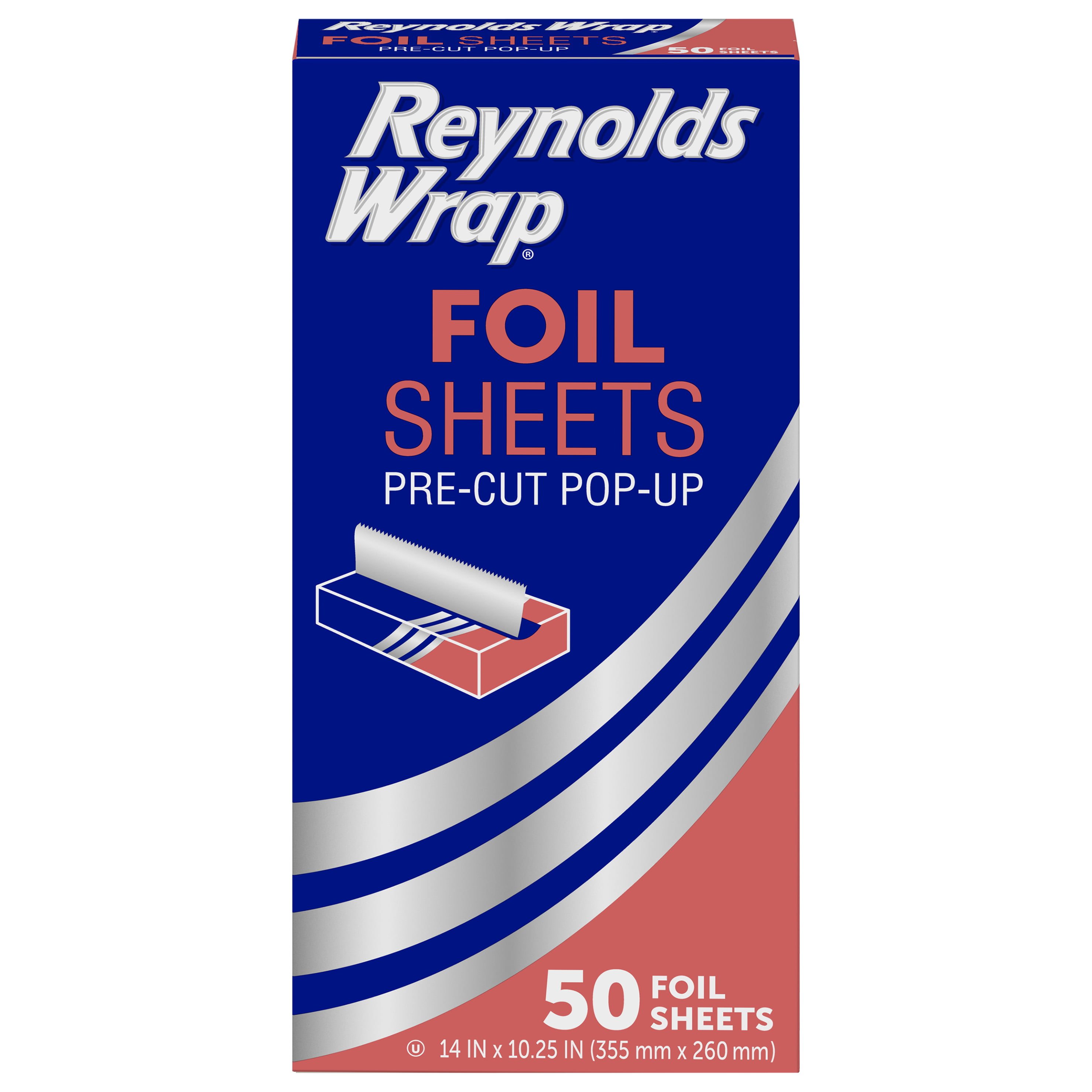 Reynolds Wrap Wrappers Foil Sheets Pre Cut Pop Up 50 Count 14" x 10.25" 2x 25ct 
