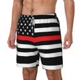 thumbnail image 5 of Mens Thin Blue Line Flag 2 in 1 Quick Dry Swim Trunks with Compression Liner Beach Shorts, 5 of 6