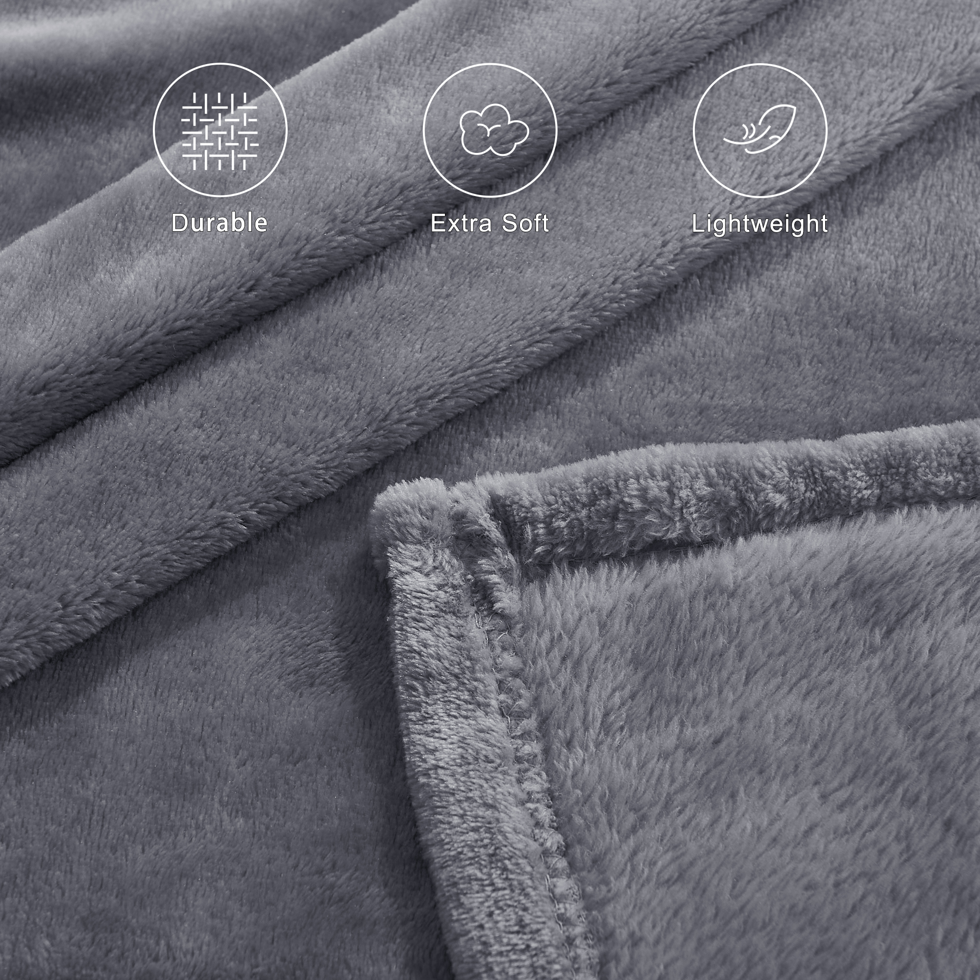 NICETOWN Fleece Bed Blankets Queen Size Soft Lightweight Plush Fuzzy Cozy Luxury Microfiber Blanket for Bedroom/Travel, 90" x 90", Light Grey