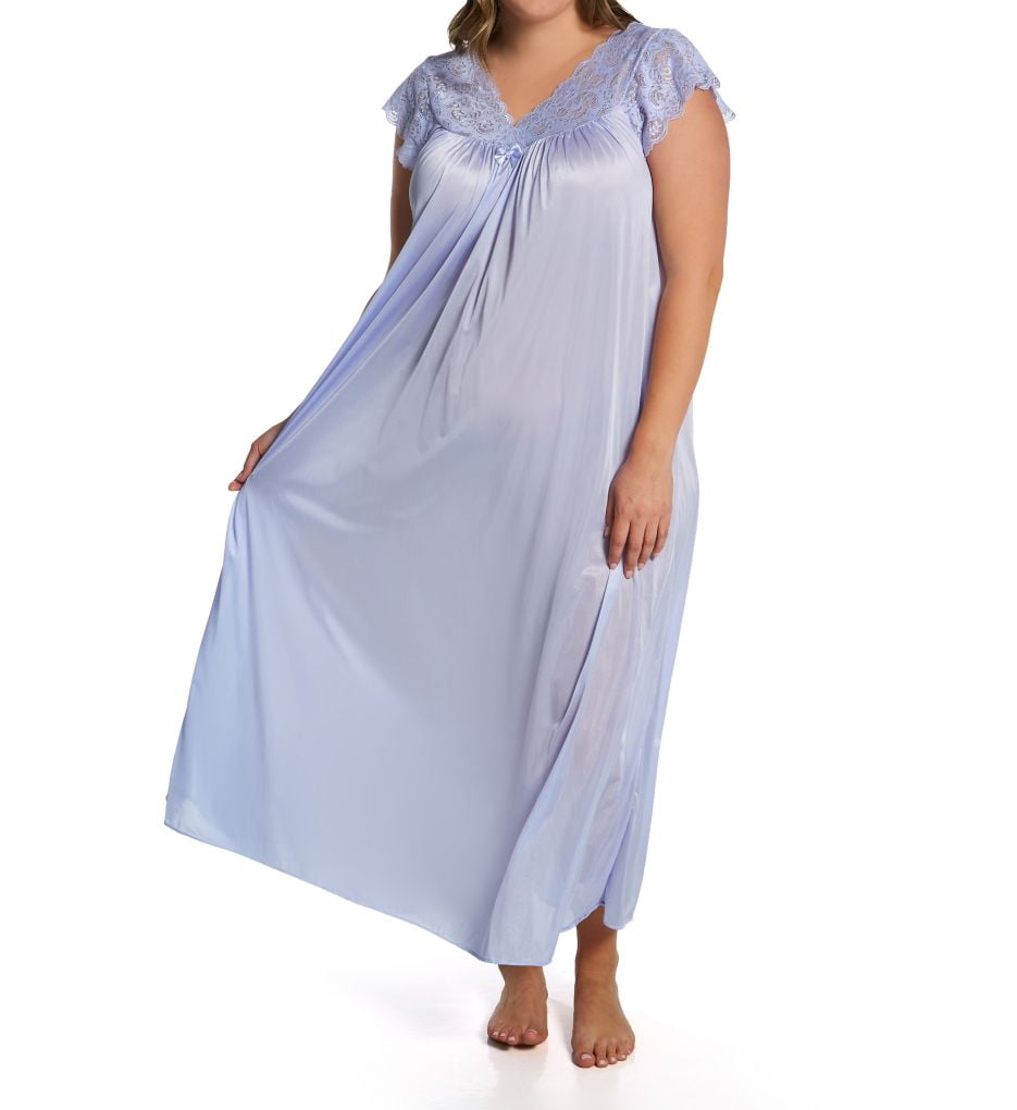 Women's Shadowline 32737X Plus Silhouette 53 Inch Gown (Peri Frost 3X ...