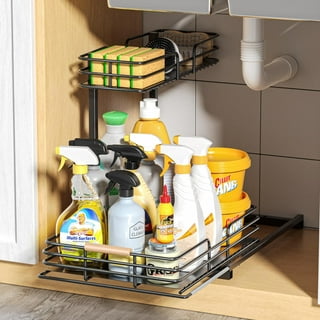 Stalwart Adjustable 2-Shelf Sink Cabinet Organizers, 11.325 x 17.75-32 x  15.325 inches, White