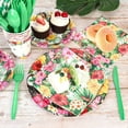 thumbnail image 3 of 133PCS Hawaiian Luau Party Supplies Tropical Dinnerware Set Serves 16, Aloha Plates Napkins Cups Tablecloth Knives Forks Spoons for Birthday Luau Party Decorations, 3 of 7
