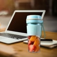 thumbnail image 4 of Licuadora portátil personal mini para batidos: vaso exprimidor de cocina de tamaño pequeño con USB Hoja doble azul, 4 of 9