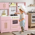 thumbnail image 5 of AILEEKISS Wood Kids Play Kitchen, Pretend Kitchen Playset for Children Age 3 Years up, Pink, 5 of 11