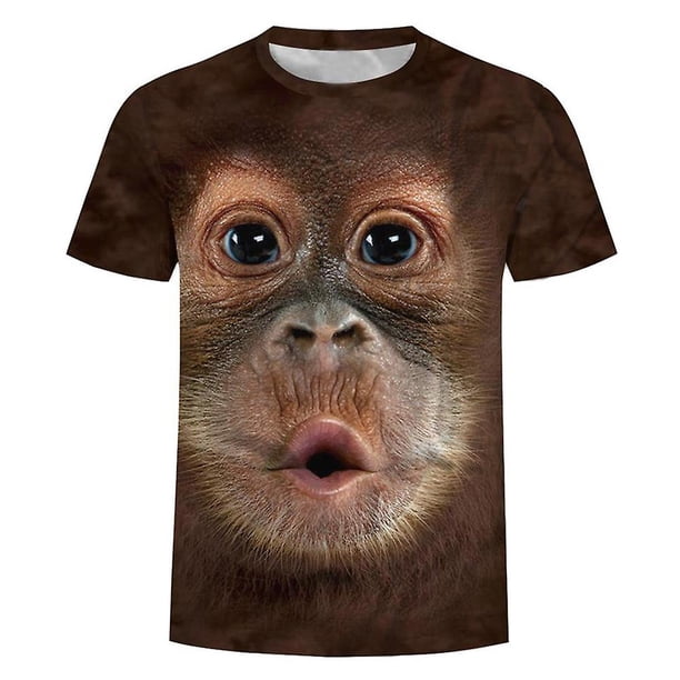 Men Fun Gorilla Monkey 3d Printed T-shirt Casual Short Sleeve Round Collar Tops zhangyuxiang LED