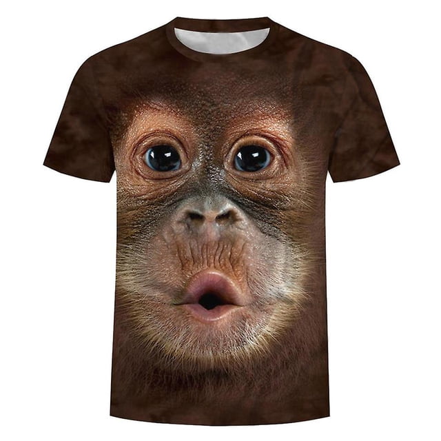 Hombres Fun Gorilla Monkey 3d Impreso Camiseta Casual Manga Corta Cuello Redondo Tops oso de fresa Electrónica